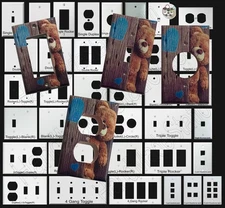 Teddy Bear Brown Light Switch Power Outlet Phone wall Cover Plate Home Decor
