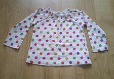 Girls White Long Sleeve Top with Multicoloured Dots, George, 1-1.5yrs