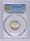 1908-D BARBER DIME PCGS MS65 GEM BU LUSTROUS TYPE