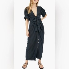 Free People Free-est maxi dress black linen blend - small