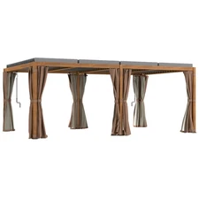 Outsunny 12'x19' Aluminum Pergola with Adjustable Louvered Roof, Natural