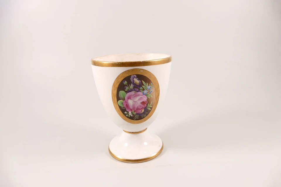 Fürstenberg Vase um 1820 vergoldet Blumen Rosen Höhe 14,5cm - Bild 3 von 4