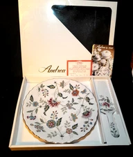 NEW Vintage Andrea by Sadek 'Buckingham' 10” Porcelain Cake Plate & Server JAPAN