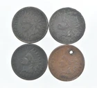 Lot of 4 STRONG Liberty 1885 1880 1887 1880 Indian Head Cent Lot *054