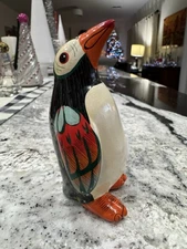 🐧🎨 Colorful Hand-Painted Penguin Figurine 🧡💚 Vintage Decor 🐧✨