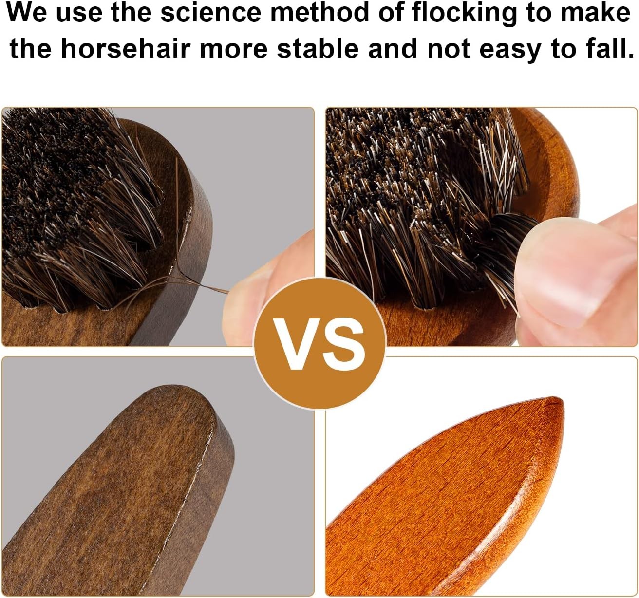 4-Piece Horse Hair Shoe Brush Shine Kit, Polish Black Graywhite Brown 