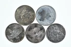 Lot 5 VINTAGE 1 Oz Silver Bars/Rounds Art Bars Collection Poured .999 *501