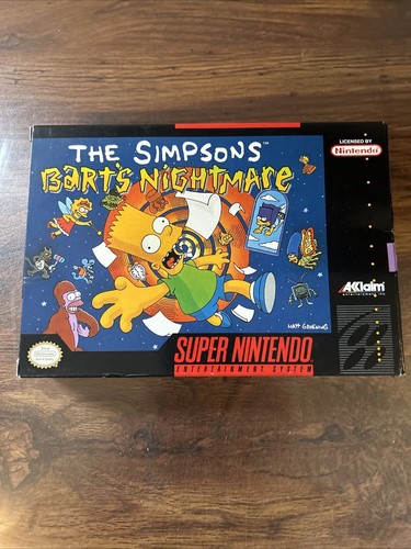 The Simpsons Bart’s Nightmare (Super Nintendo SNES) CIB Poster papers - Tested - Picture 15 of 15