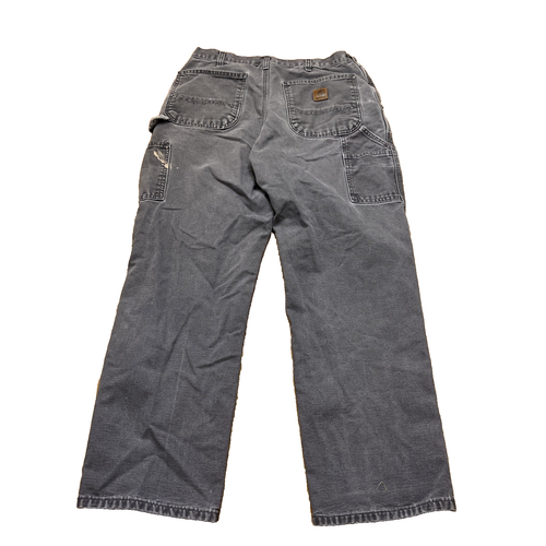 Carhartt B11 Gray Carpenter Pants Distress Duck Canvas Leather Patch 32x32 - Bild 2 von 11