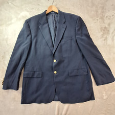 Chaps Blazer Men's 46 Blue Wool Golden Buttons Single Breasted Ralph Lauren