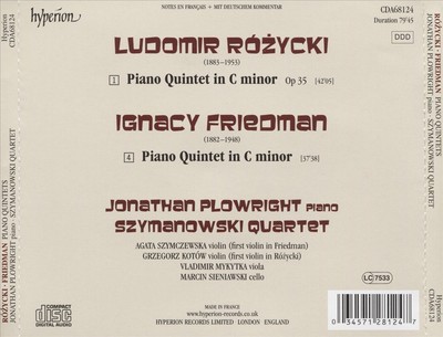 FRIEDMAN, R¢ZYCKI: PIANO QUINTETS NEW CD