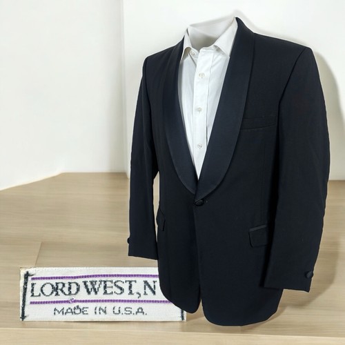 Vintage Lord West Tuxedo Jacket Blazer Mens 38R 1 Button Shawl Dinner
