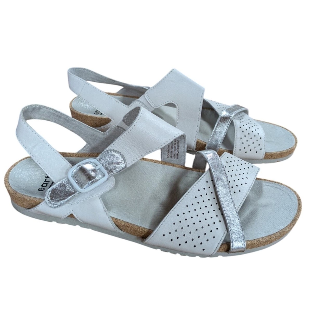 Earth Linden Laguna White Leather Sandals Size 11W