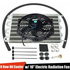 Universal 15-1/2" Transmission Oil Cooling Aluminum +10" Radiator Slim Fan Kit