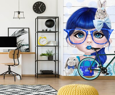 3D Blau Mädchen ZHUC95 Tapete Wandbild Fototapete Sheena Pike Ann