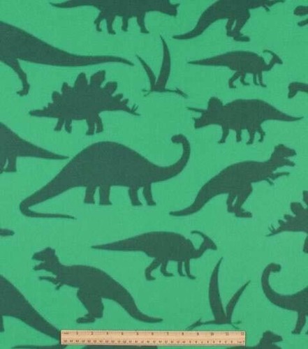 Tela de costura artesanal de dinosaurios de vellón sobre fondo verde POR x 59" envío rápido - Imagen 2 de 5