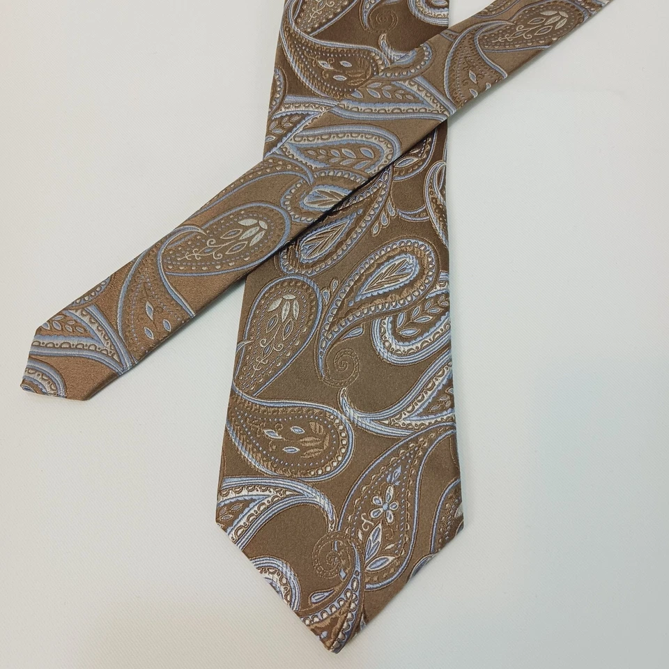 CORBATA PAISLEY SEDA MONTURA ÓXIDO Y AZUL 58"L X 3.5"W Foto 3 de 4