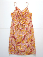 Nine West Rayon Pink Orange Purple Floral Ruched Spaghetti Strap Slip Dress XL