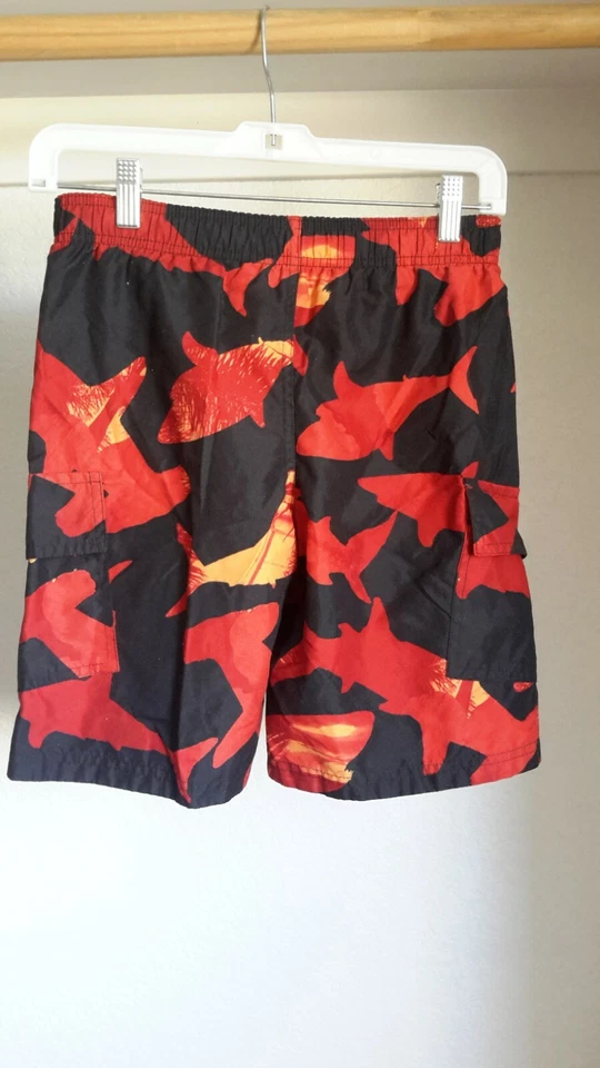 Pantalones cortos de natación Ocean Pacific (OP) para niños talla M 8 rojo con malla de tiburón Foto 3 de 4