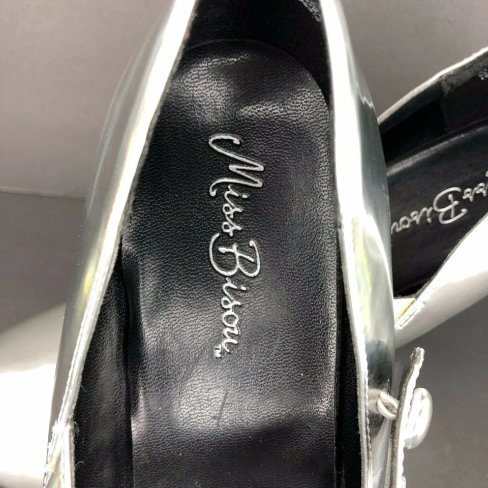 Miss Bisou Plata Espejo Dee 9 M Mary Jane Bombas Tacones Fiesta Boda Foto 4 de 4