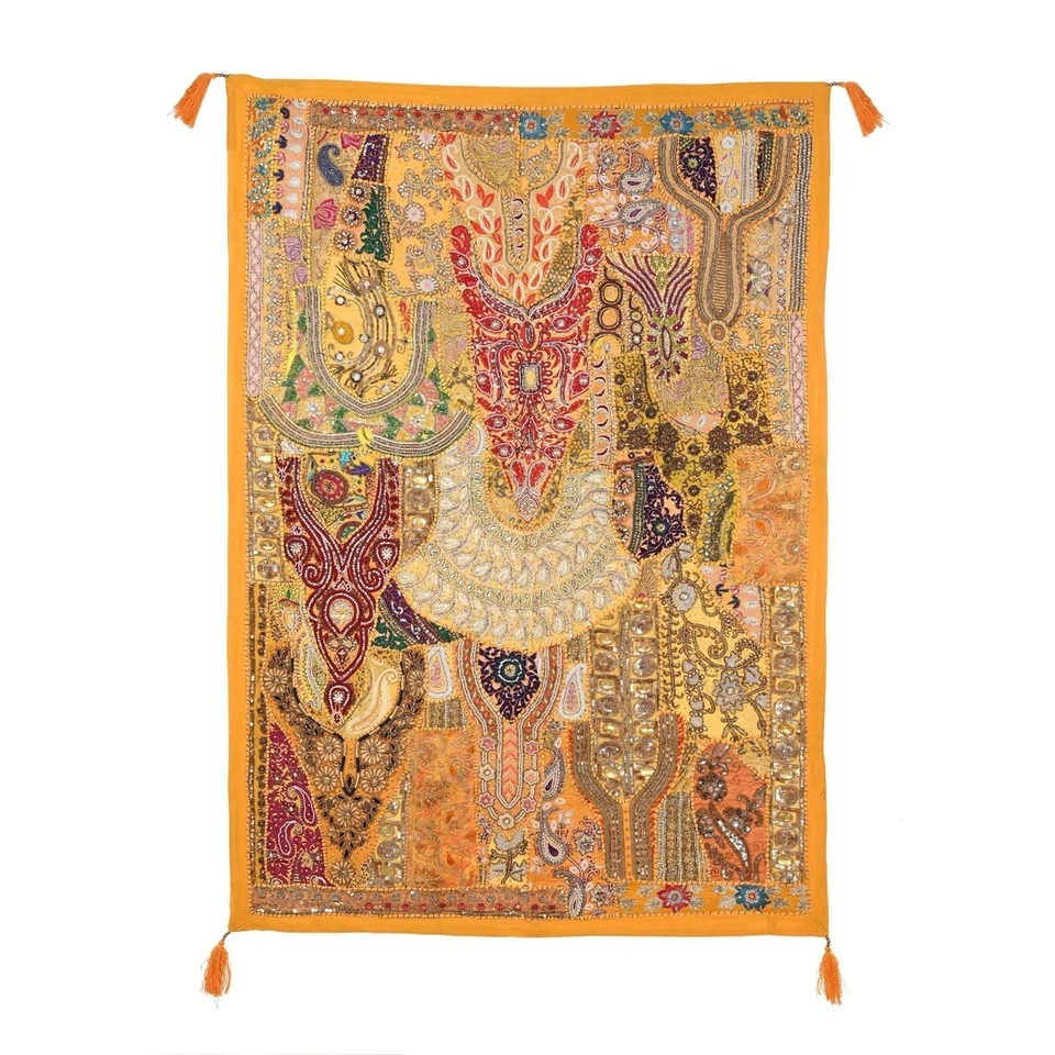 Indian Wall Hanging Cotton Vintage Tapestry Patchwork Handmade Home Art Decor - Image 3 of 4