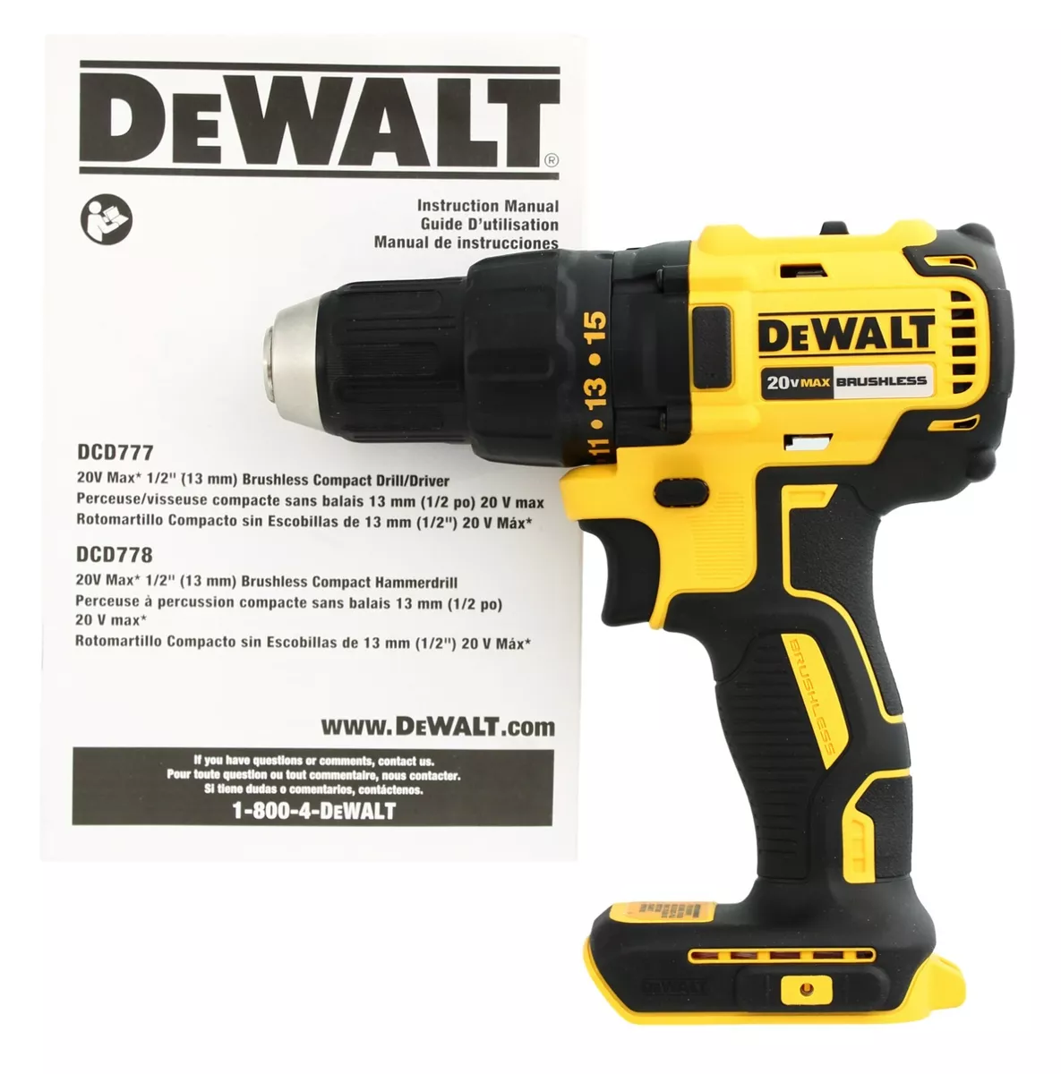 DeWalt 20V Max Drill Driver DCD777 0.5 Inch Cordless Brushless