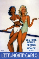 LE TE A MONTE CARLO SUMMER BEAUTIFUL WOMEN BEACH GIRLS VINTAGE POSTER REPRO