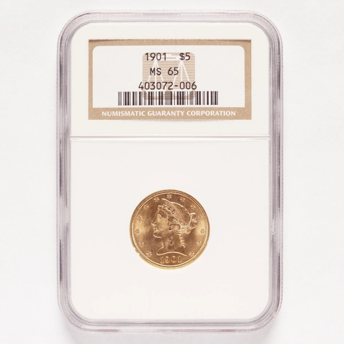 MS 65 Graded 1901 Year Half Eagle $5 US Gold Coins (Pre - 1933