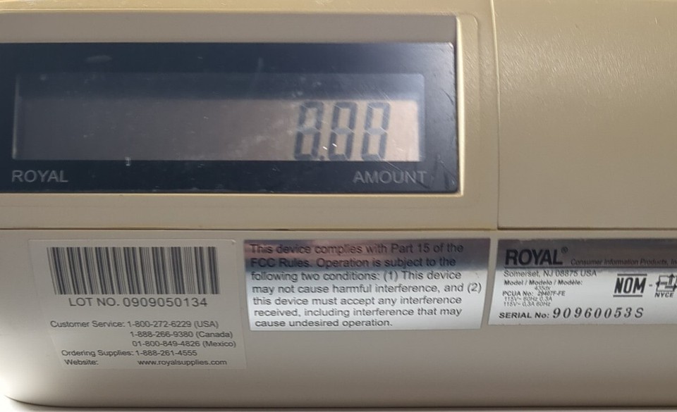 Royal 435DX Electronic Cash Register with Key And Instructions Tested