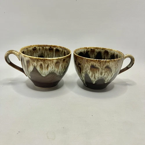 6oz Brown Drip Glaze Coffee/Tea Cups - Lot of 2