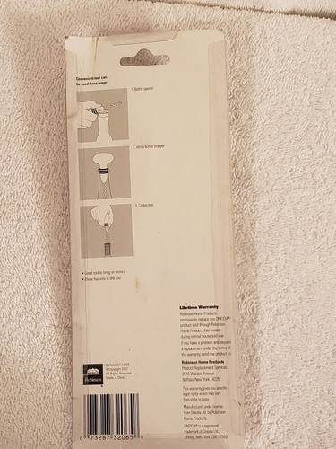 ONEIDA Barware - Corkscrew Bottle Stopper Wine Opener 3 in 1 Multi Tool NEW - Picture 5 of 7