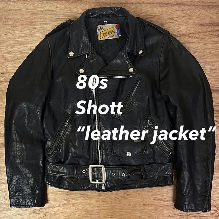 Excellent Schott jacket 80s T leather double rider 618 men USED
