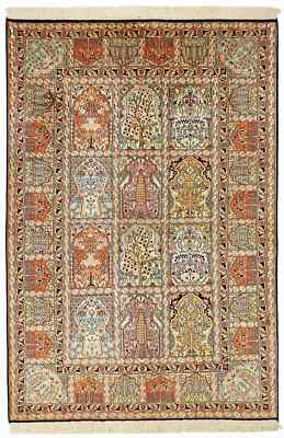 Cashmere silk 184 x 125 cm hand knotted carpet Oriental carpet New