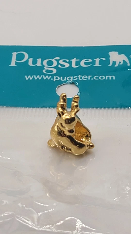 Lindo oro PL ciervo sentado Navidad Pugster encanto añadir a pulseras europeas  Foto 4 de 4