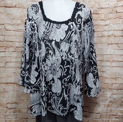Studio 1940 Womens Plus Floral Print Blouse - Picture 8 of 16