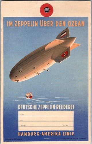 Mint Germany LZ 127 Graf Zeppelin Airship Baggage Luggage Tag