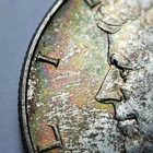 1964 50c Kennedy Silver Half Dollar - PQ Red Green Rainbow Toning - BU - Y5181