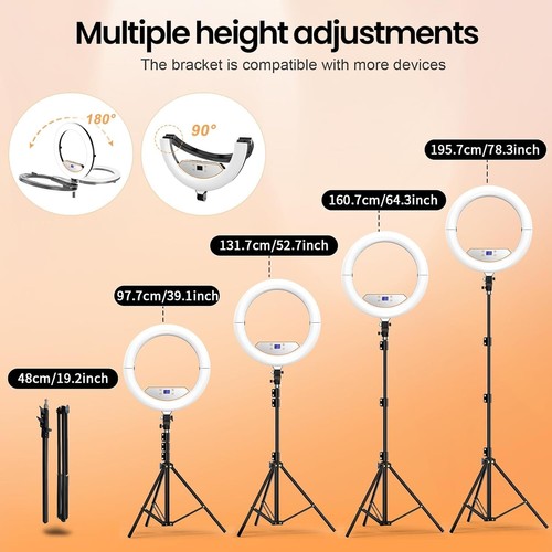 18 inches Dimmable LED Ring Light Kit with Adjustable Light Stand Holder 71 inch - Picture 2 of 7