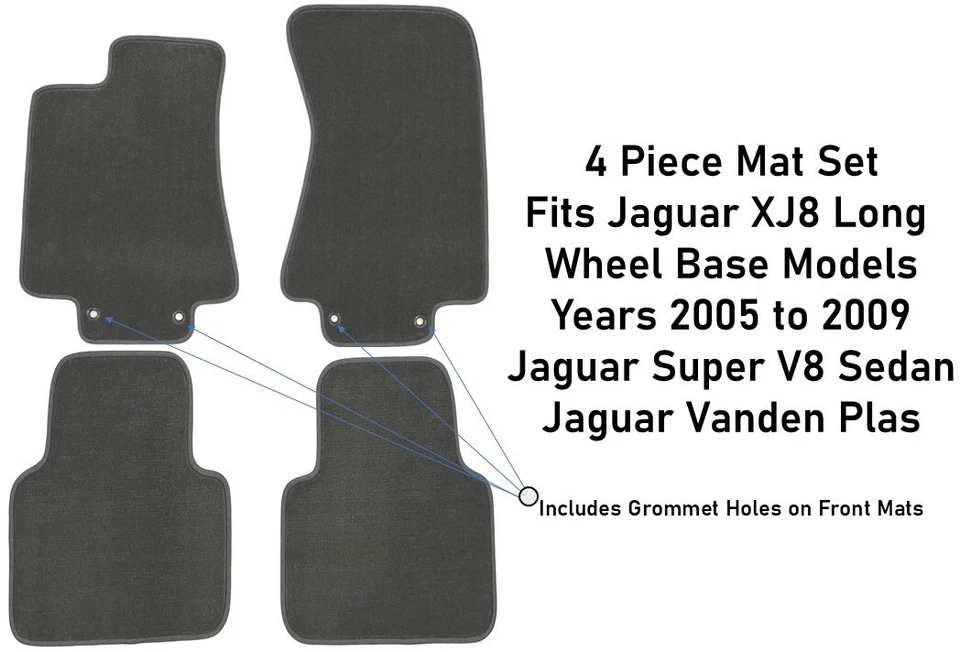 2005 - 2009 Jaguar XJ8L XJ8 LWB Super V8 Floor Mats 4 Pc Mat Set Dark Gray COLOR - Image 2 of 4