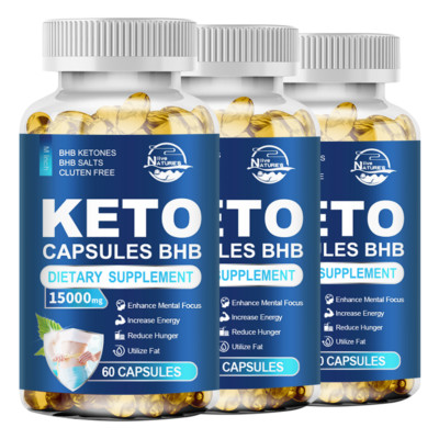 3Pack Keto Pills, 2000mg BHB Ketones, K3 Mineral Supplement 60 Keto Diet softgel