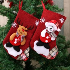 Christmas Stocking Socks Printed Candy Gift Bag Xmas Tree Hanging Party Decor