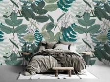3D Leaves Floral Seamless Wallpaper Wall Mural Removable Self-adhesive 199
