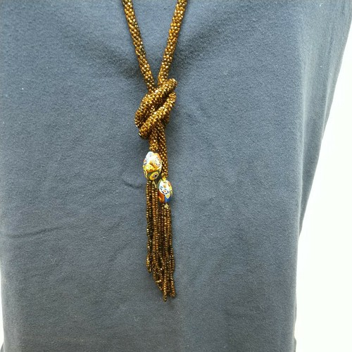 -Vintage Beaded Necklace 59" end to end Flapper-Style bronze beads - Picture 3 of 4