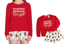 PJ Salvage Pajama Shorts Set, Women's Christmas 2-Piece 100% Cotton Flannel