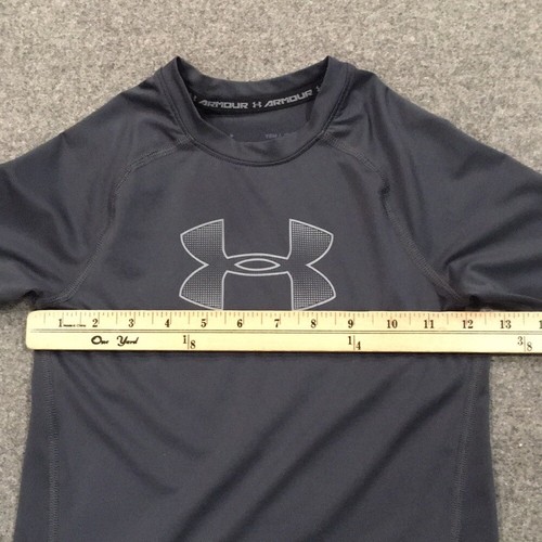 Under Armour Boys Sz S 6 Shirt Gray Long Sleeve Logo Fitted Athletic Activewear - Picture 6 of 8