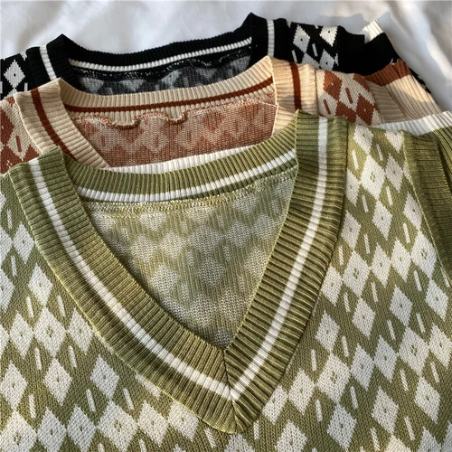 Dama Chaleco Tejido Camisetas sin Mangas Suéter Chaleco Sin Mangas Cuello en V Geométrico Informal - Imagen 10 de 19