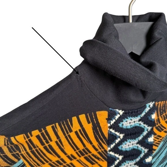 Mini Vestido Custo Barcelona Talla 1/XS Y2K Cuello Alto Manga Larga Azul Naranja Foto 3 de 4