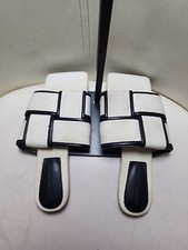 Vintage Bottega Veneta White Cotton Patch Flat Slides.EU 37 US 6.5. RANK C.
