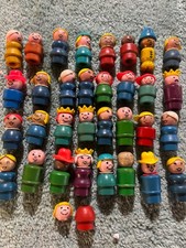 vintage wooden fisher price little people lot