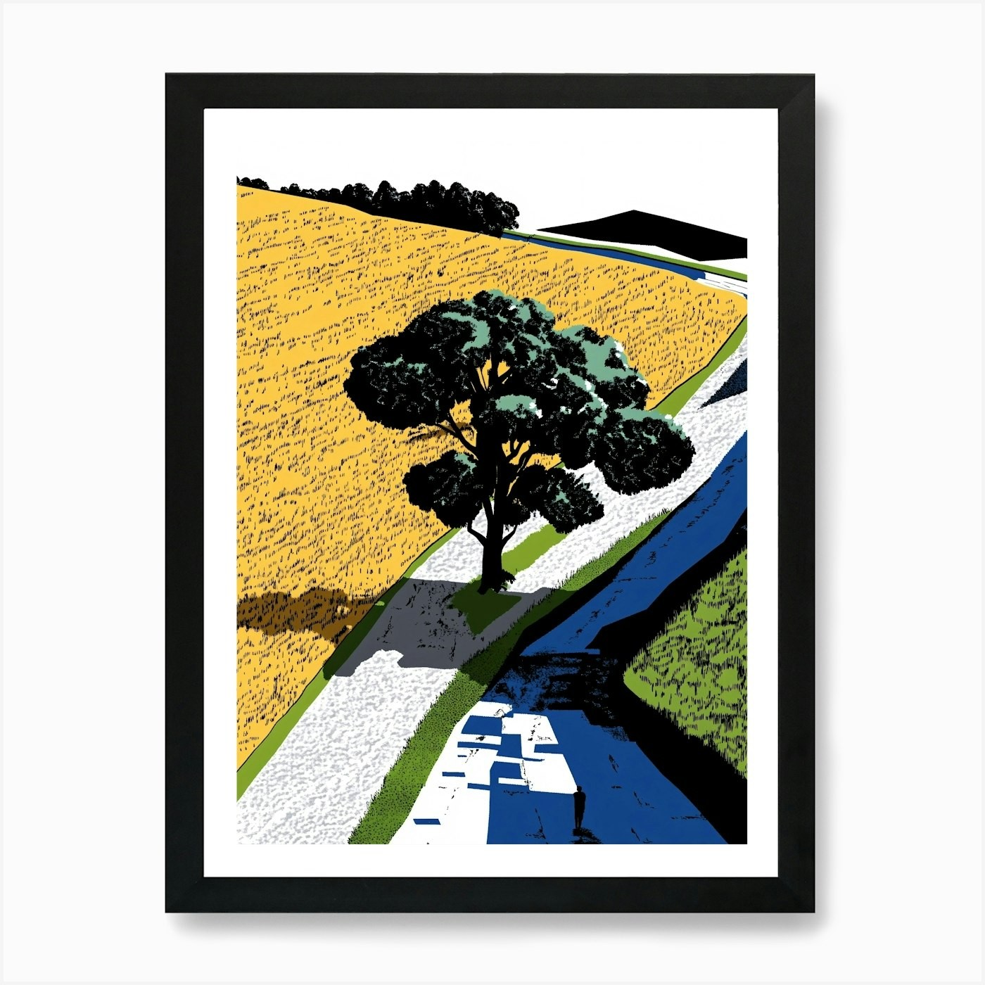 Tree in a Field 1 Framed Canvas Wall Art Print Poster Picture